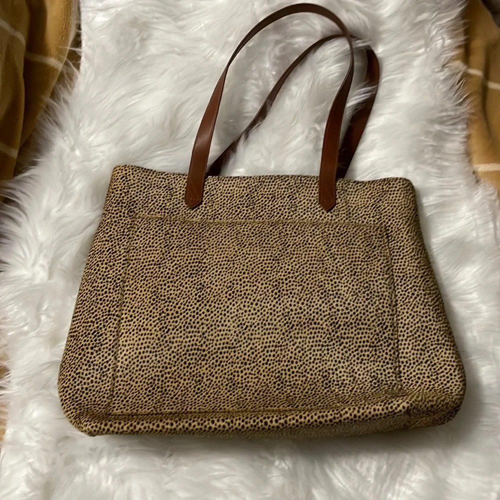 Madewell Tote Transport Leopard Print Calf Hair Medium - Picture 3 of 8